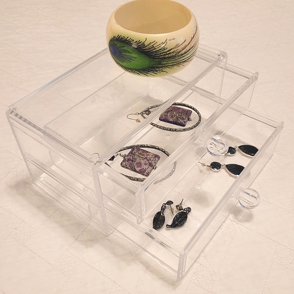 no brand Other - Clear Plastic Small Two Drawer Jewelry Box Trinkets Display Case No Brand
